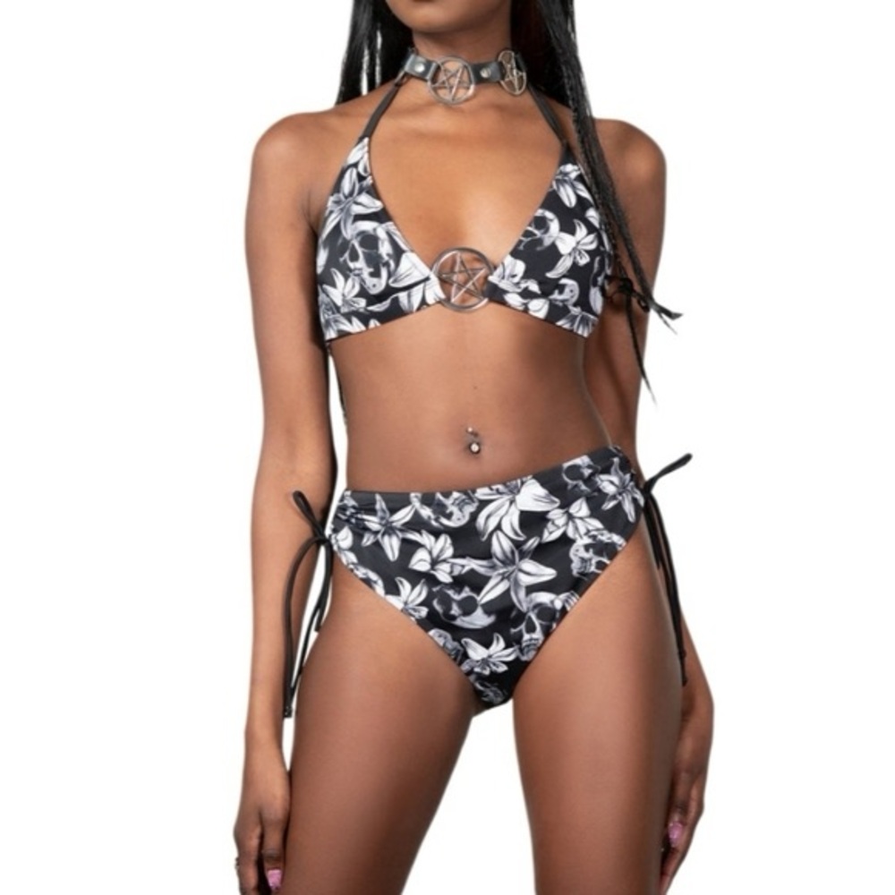 Killstar Harlette's Revenge Bikini Skulls Flowers Pentagram Goth Punk NWT